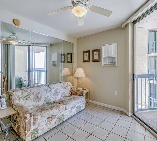 Living room view of one bedroom condo